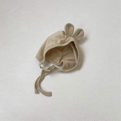 長袖ロンパース Apricot hat / One Size ベアくまプリント長袖ロンパース 耳付き帽子セット【mh0009670】