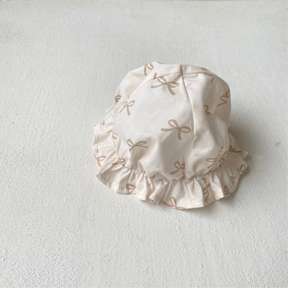 ノースリーブジャンプスーツ Apricot hat / One Size リボンプリントキャミソールジャンプスーツ+チューリップハット帽子セット【mh0010006】