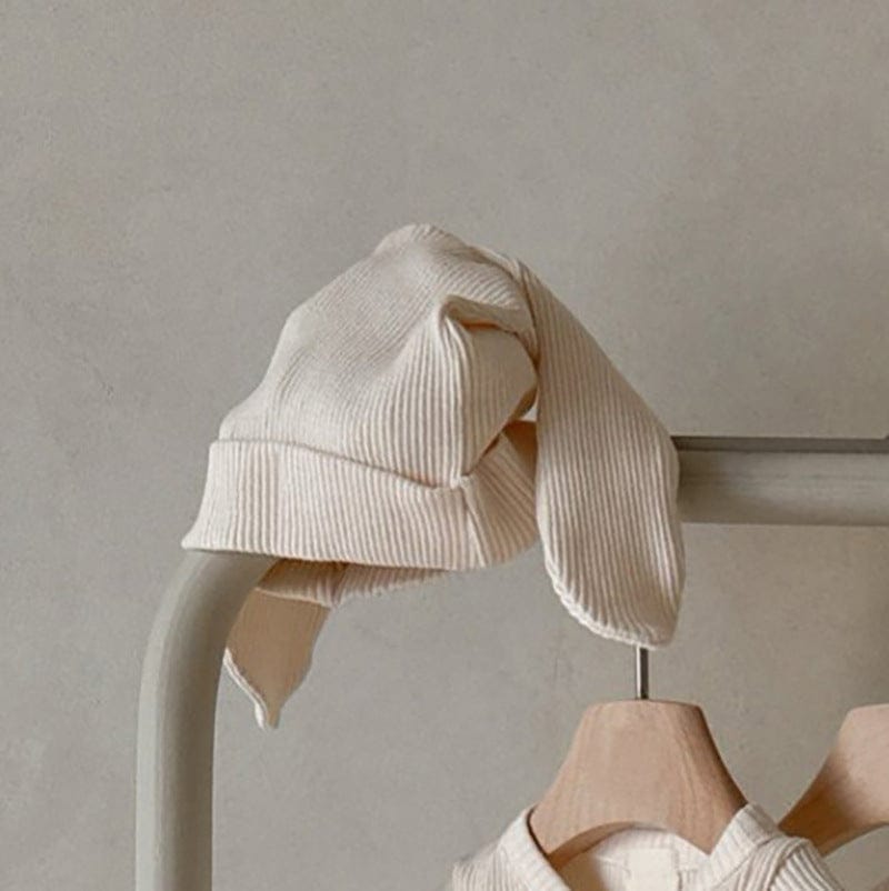 ロンパースセットアップ Apricot hat / One Size 長袖ベビー肌着ロンパース+足付きレギンスパンツ+うさ耳帽子セット【mh0010599】