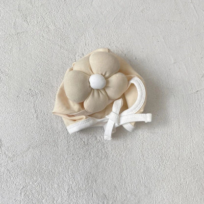 ベビー用帽子 Apricot / One Size ベビー帽子 ビッグぷっくりフラワーアップリケボンネット帽子【mh0007632】