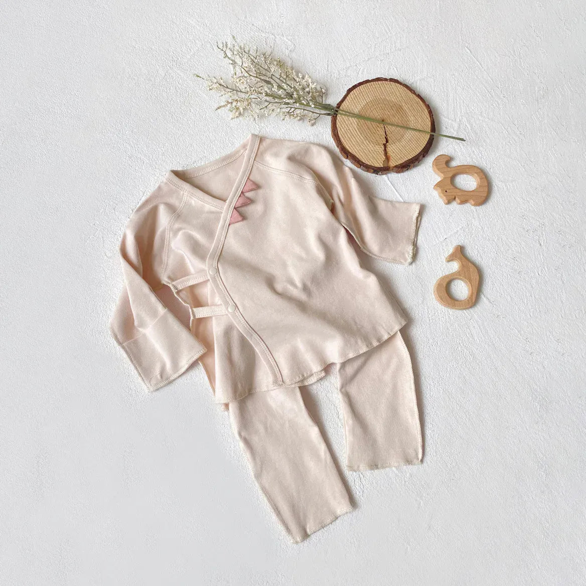 長袖セットアップ Apricot tops Pants / 6M  66CM ベビーセットアップ 2点セット 長袖肌着トップス+ロングパンツ【mh0008579】