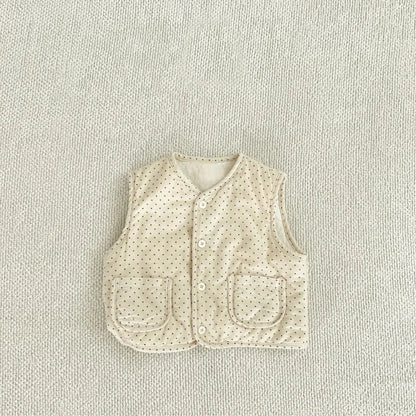 ノースリーブセットアップ Apricot vest / 73cm 9M ベビーセットアップ 2点セット パデッド前あきベスト+バルーンショートパンツ【mh0008510】