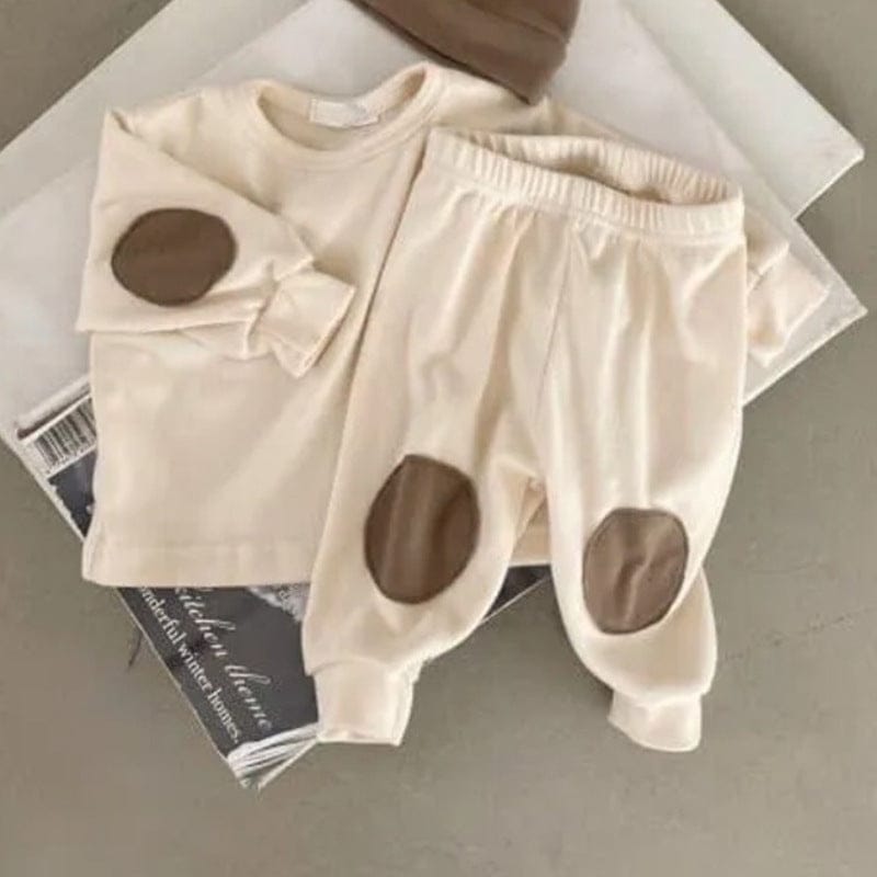 長袖セットアップ Apricot Yellow Suit (Top + Pants) / 66cm うさ耳帽子ワッペン長袖トップス＋パンツセットアップ 3点セット【mh0011124】