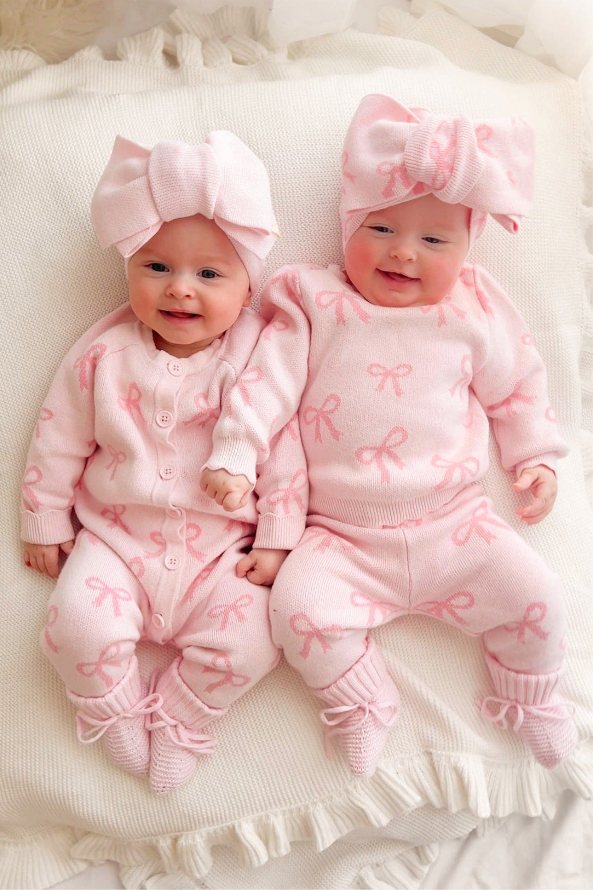 長袖ロンパース Baby Knit Romper Bow Jacquard ジャカードニット リボン ロンパース【mh0011858】