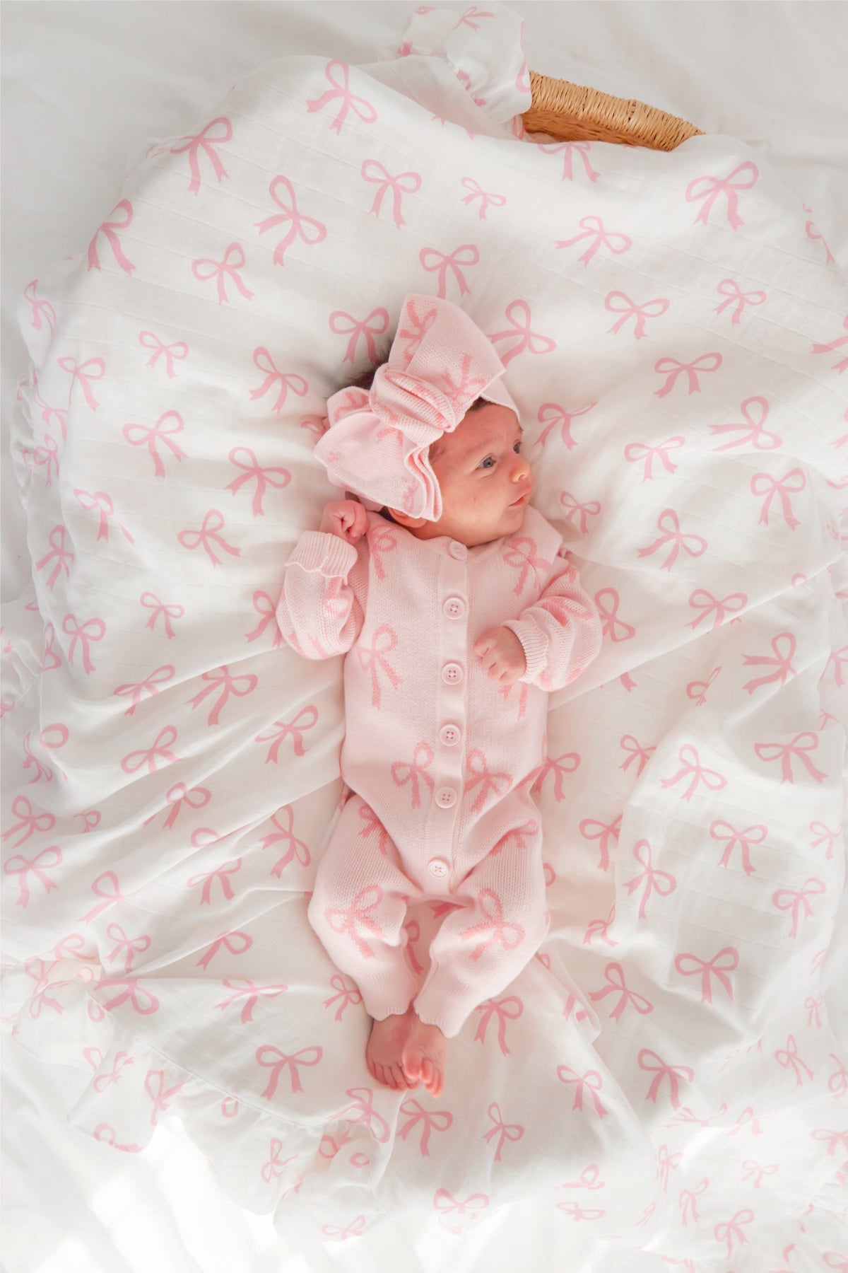 長袖ロンパース Baby Knit Romper Bow Jacquard ジャカードニット リボン ロンパース【mh0011858】