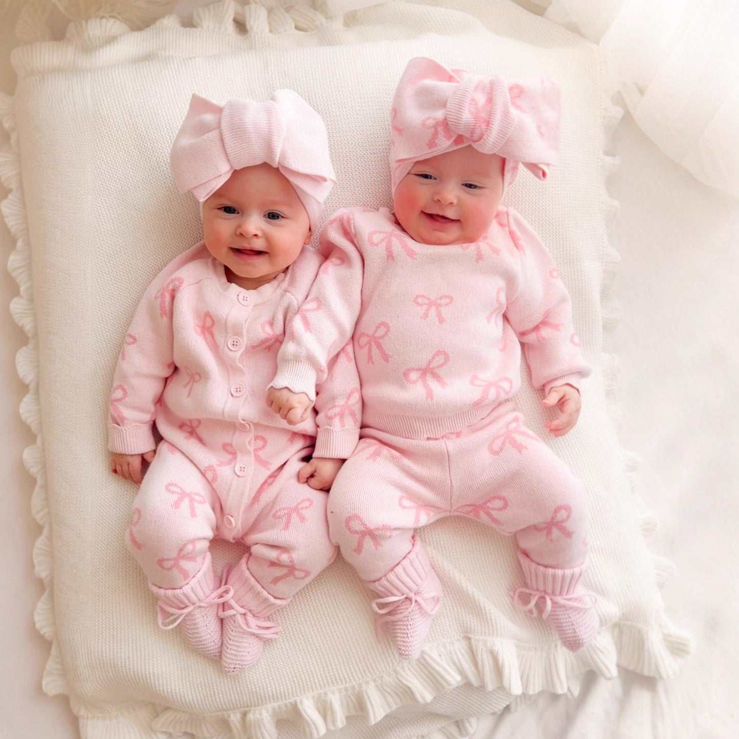 長袖ロンパース Baby Knit Romper Bow Jacquard ジャカードニット リボン ロンパース【mh0011858】