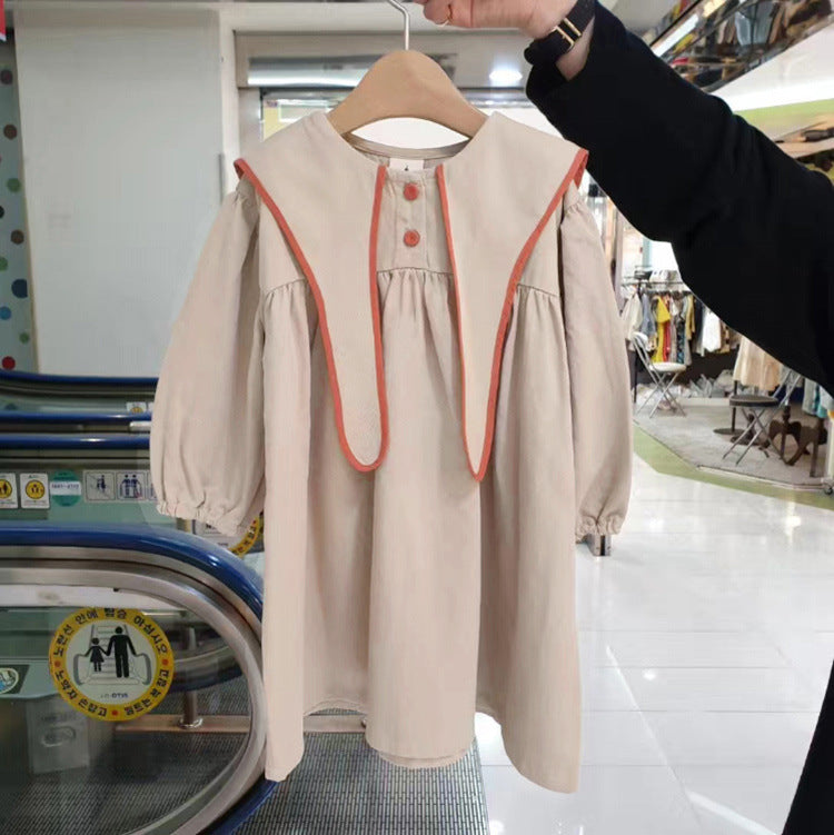 長袖ワンピース Beige / 24M 80cm キッズ うさぎ うさ耳襟 ワンピース【mh0001723】
