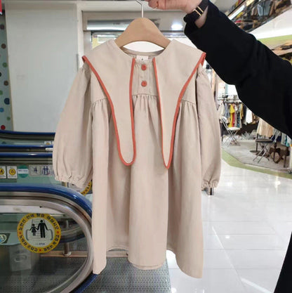 長袖ワンピース Beige / 24M 80cm キッズ うさぎ うさ耳襟 ワンピース【mh0001723】