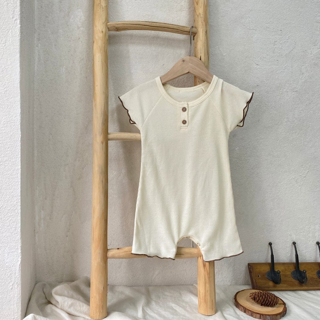 半袖ロンパース Beige / 66cm メロウフリル半袖ロンパース【mh0010001】