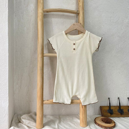 半袖ロンパース Beige / 66cm メロウフリル半袖ロンパース【mh0010001】