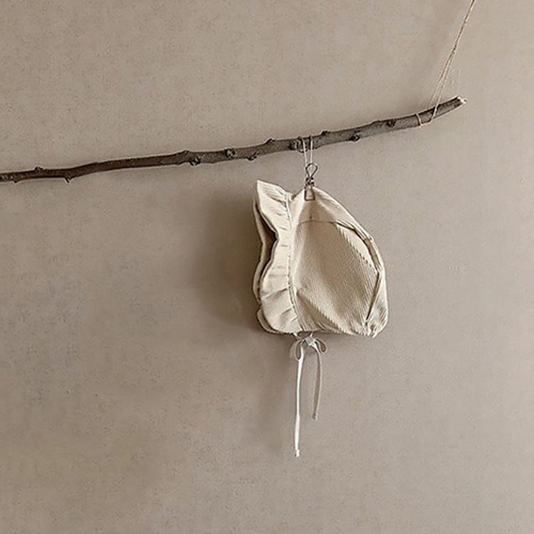 長袖ロンパース Beige Hat / One Size ベビー フラワー 刺繍 ロンパース 帽子 ボンネット【mh0000082】