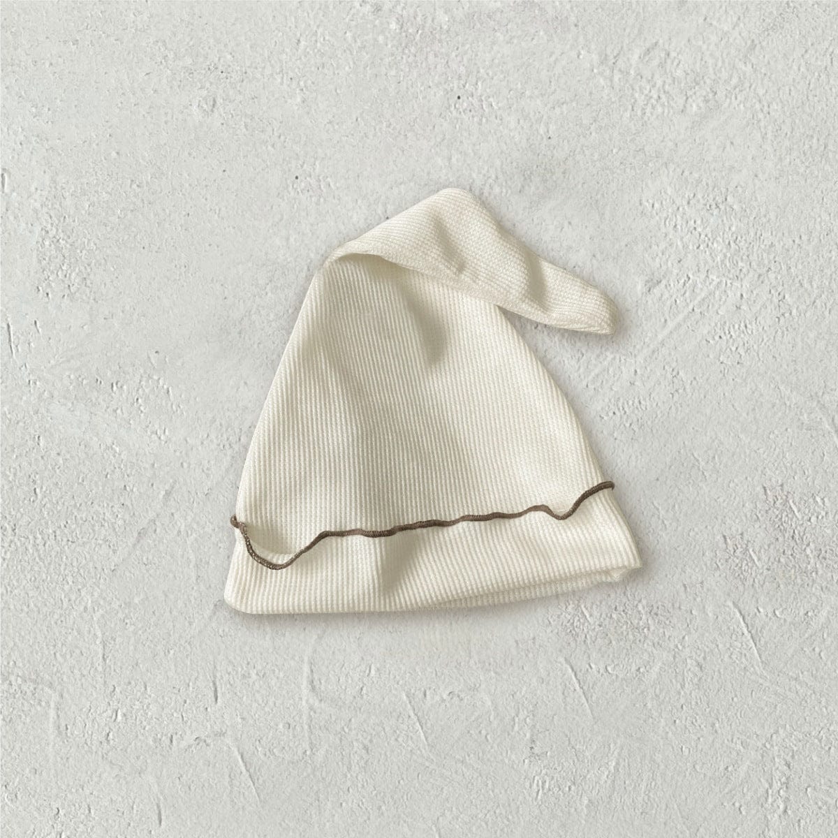 半袖セットアップ Beige hat / One Size メロウフリルワッフル半袖肌着+ハイウエストパンツ/とんがりキャップ帽子【mh0009992】