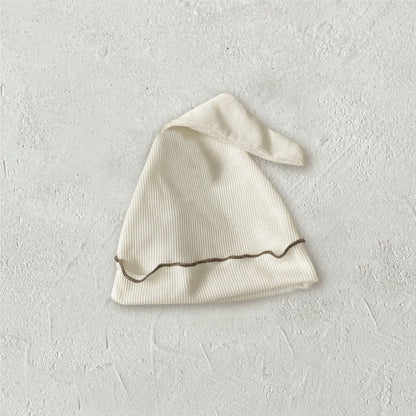 半袖セットアップ Beige hat / One Size メロウフリルワッフル半袖肌着+ハイウエストパンツ/とんがりキャップ帽子【mh0009992】