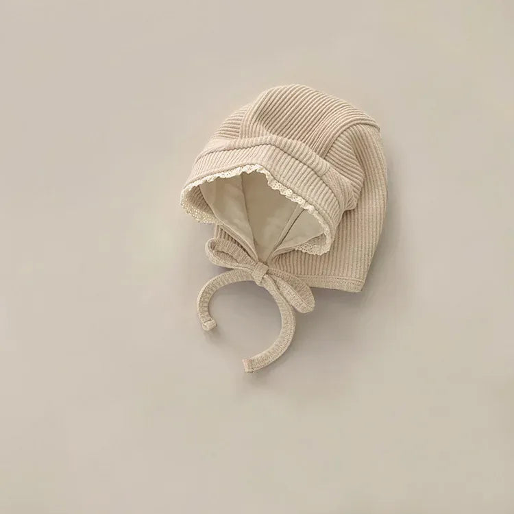 ベビー用帽子 beige white lace hat / One Size ベビー帽子 ヘアバンド ヘッドバンド リボン ボンネット【mh0004755】