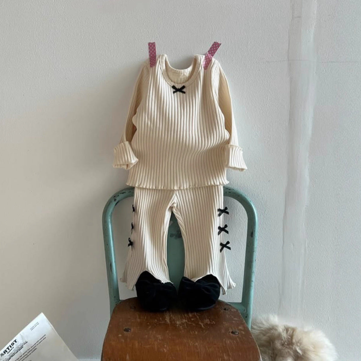 長袖セットアップ Big Pit Ribbon Base Set Loungewear リブニット リボン セットアップ【mh0011637】