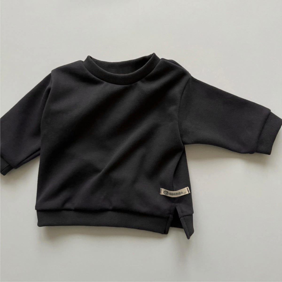 トレーナー・フーディ Black / 73cm ベビートップス サイドスリットシンプル長袖スウェットシャツ【mh0009033】