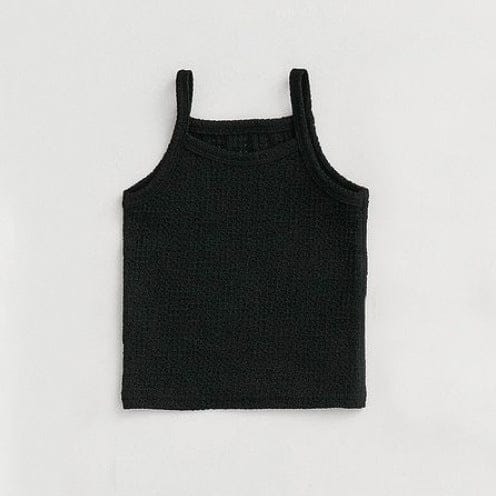 長袖セットアップ Black camisole / 73cm ベビーセットアップ 3点セット ワッフルシンプルカーディガン+キャミソールトップス+ワイドルーズパンツ ルームウェアセット【mh0009038】