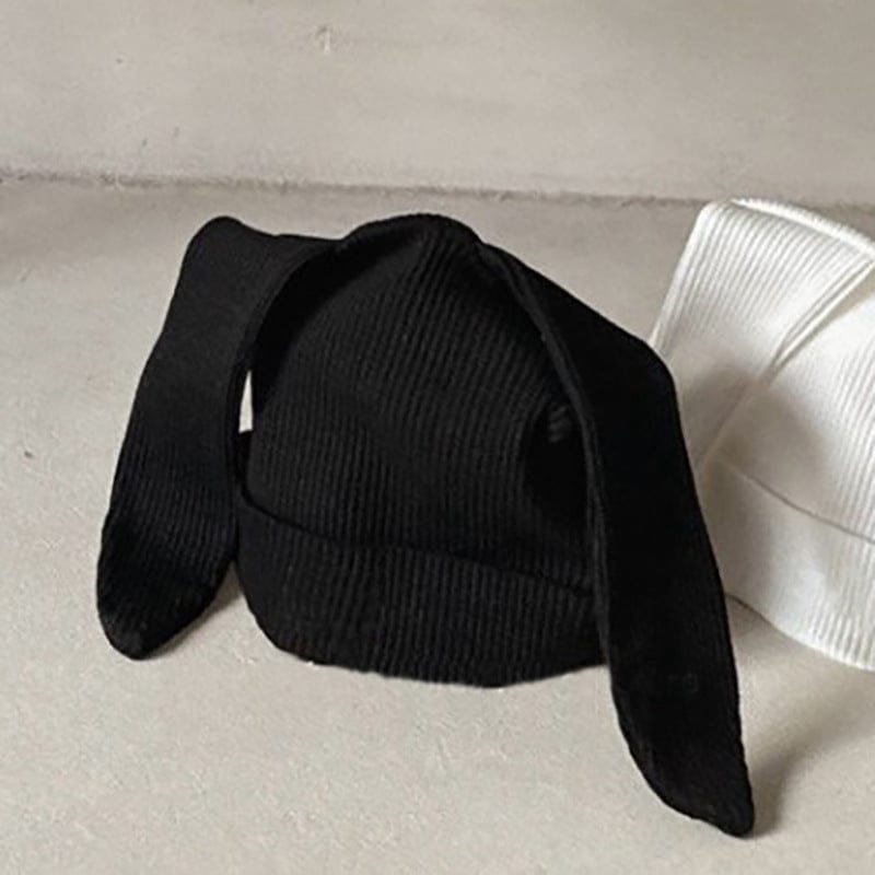 ロンパースセットアップ Black hat / One Size 長袖ベビー肌着ロンパース+足付きレギンスパンツ+うさ耳帽子セット【mh0010599】