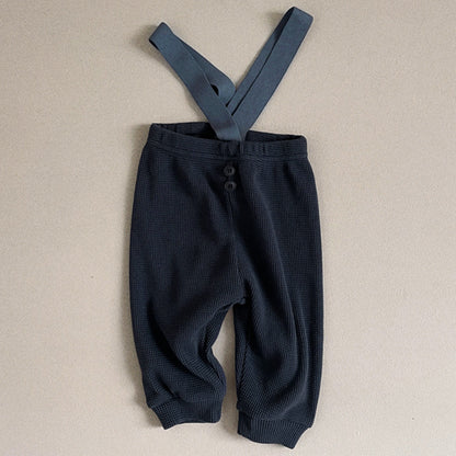 サロペットパンツ・サスペンダーパンツ Blue / 6M  66CM ベビーパンツ サスペンダーワッフルパンツ サロペット 3カラー【mh0005235】