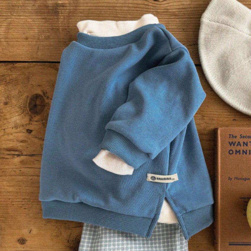 トレーナー・フーディ Blue / 73cm ベビートップス サイドスリットシンプル長袖スウェットシャツ【mh0009033】