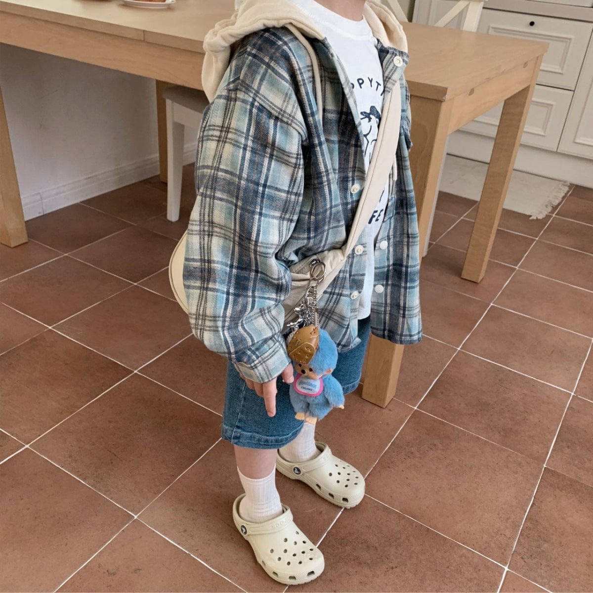 ショートコート・ジャケット・ジャンパー Blue / 90cm フード付きチェックシャツジャケット【mh0011112】