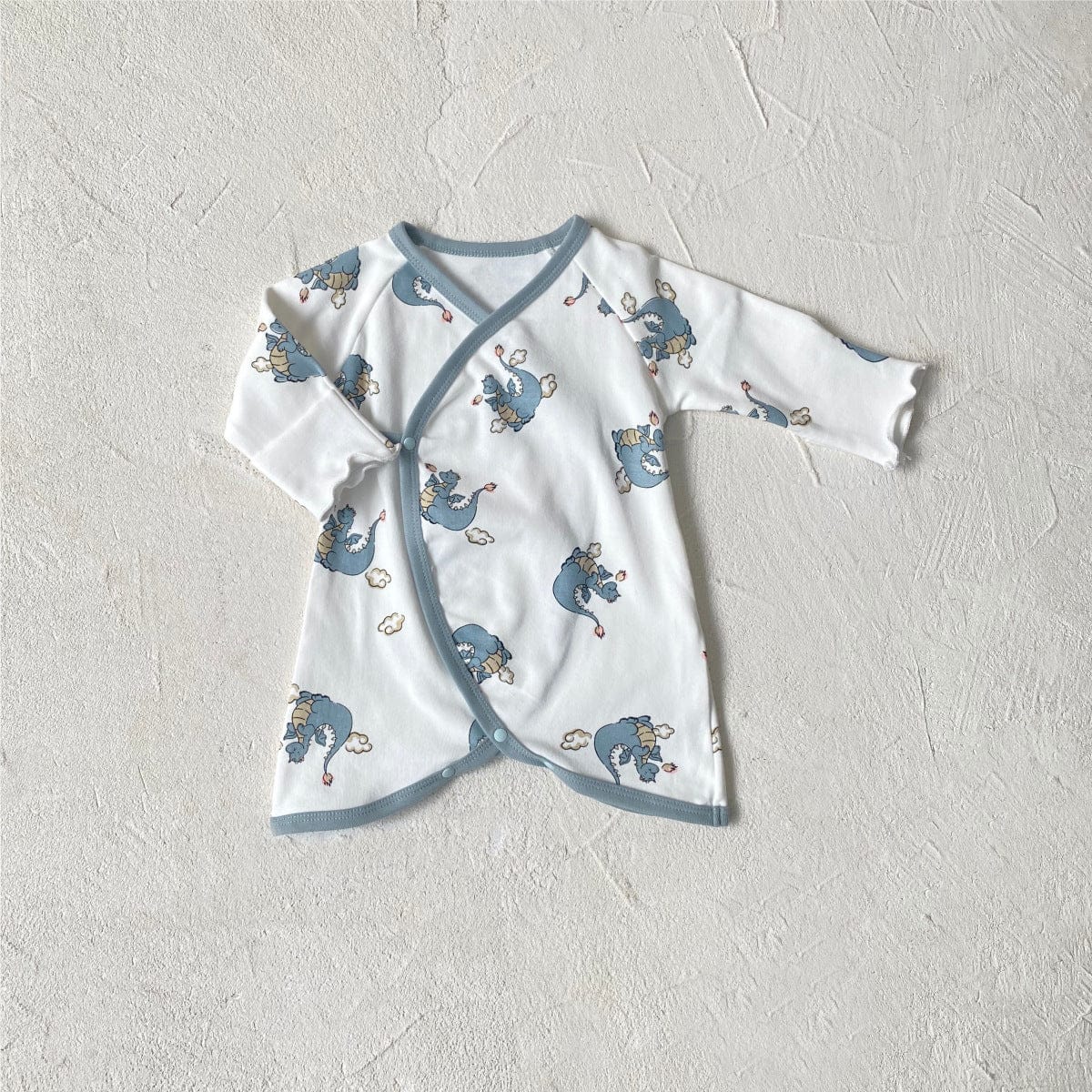 長袖ロンパース Blue Dinosaur Bodysuit / 66cm ベビーロンパース 恐竜ダイナソープリント長袖コンビ肌着+とんがり帽子セット【mh0009032】