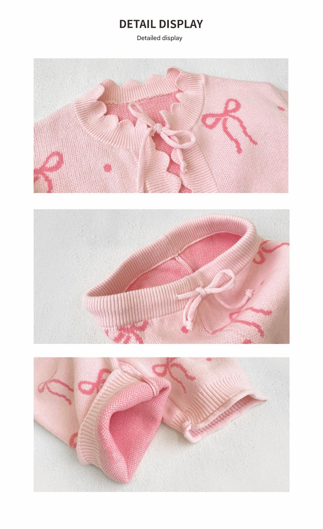 長袖セットアップ Bow Jacquard Knit Cardigan Set リボン ジャカードニット セットアップ【mh0011854】