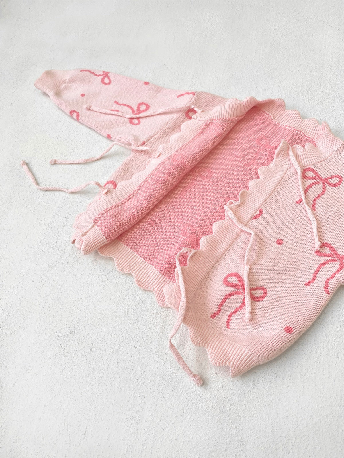 長袖セットアップ Bow Jacquard Knit Cardigan Set リボン ジャカードニット セットアップ【mh0011854】