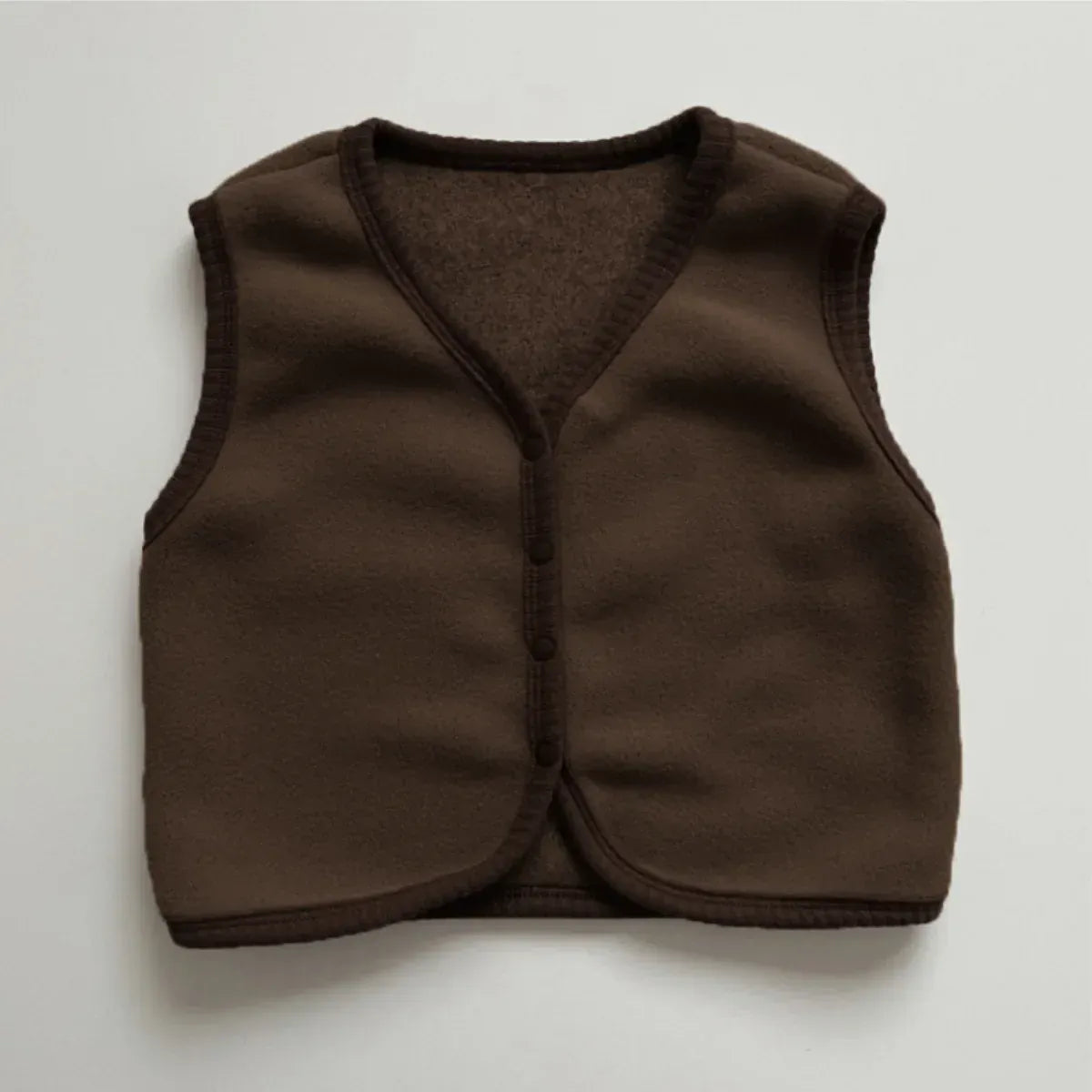 ベスト Brown / 6M  66CM ベビーベスト フリースバイピング前あきシンプルベスト【mh0008156】