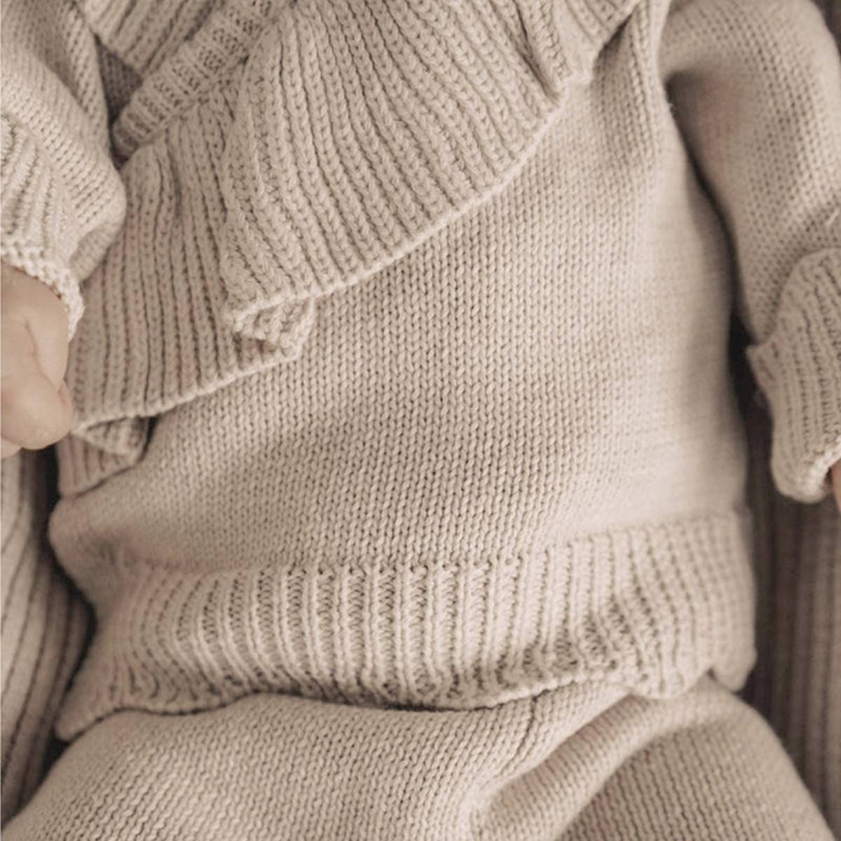 長袖セットアップ cardigan / 66cm フリルカーディガン ロングパンツ ヘアバンド 3点セット セットアップ【mh0011353】