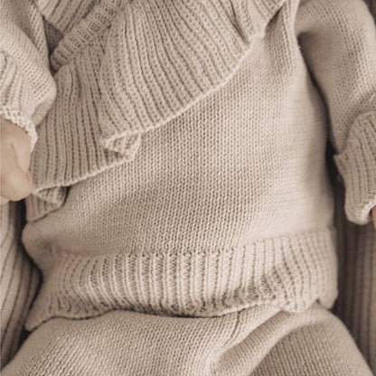 長袖セットアップ cardigan / 66cm フリルカーディガン ロングパンツ ヘアバンド 3点セット セットアップ【mh0011353】