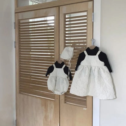 ノースリーブワンピース Checkered Bow Padded Bib Skirt チェック柄 リボン 中綿 ジャンパースカート【mh0011938】