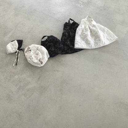 ノースリーブワンピース Checkered Bow Padded Bib Skirt チェック柄 リボン 中綿 ジャンパースカート【mh0011938】