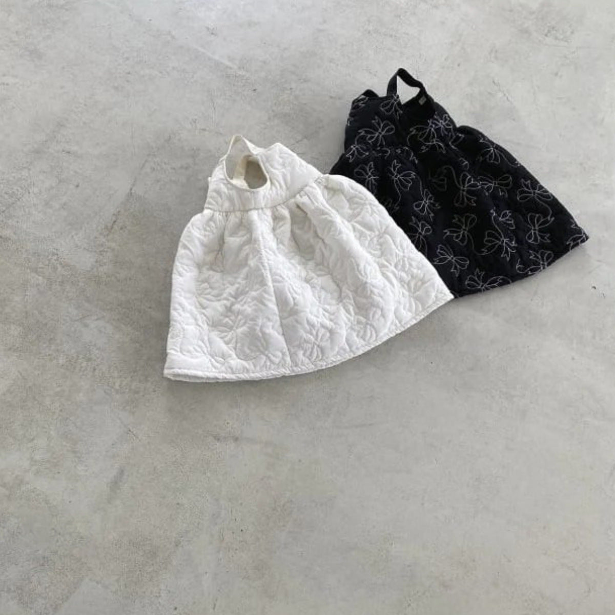 ノースリーブワンピース Checkered Bow Padded Bib Skirt チェック柄 リボン 中綿 ジャンパースカート【mh0011938】