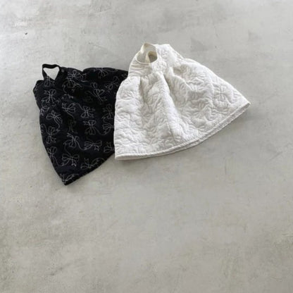 ノースリーブワンピース Checkered Bow Padded Bib Skirt チェック柄 リボン 中綿 ジャンパースカート【mh0011938】