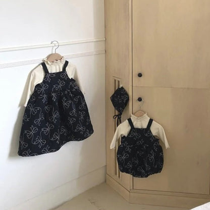 ノースリーブワンピース Checkered Bow Padded Bib Skirt チェック柄 リボン 中綿 ジャンパースカート【mh0011938】