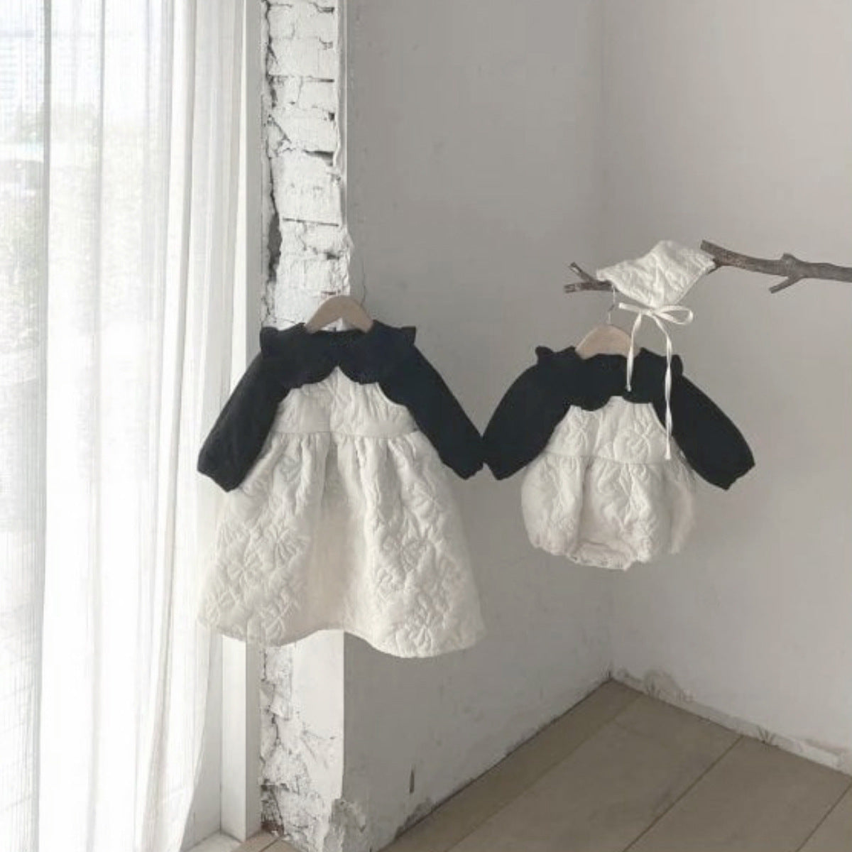 ノースリーブワンピース Checkered Bow Padded Bib Skirt チェック柄 リボン 中綿 ジャンパースカート【mh0011938】