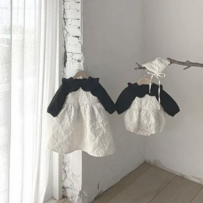 ノースリーブワンピース Checkered Bow Padded Bib Skirt チェック柄 リボン 中綿 ジャンパースカート【mh0011938】