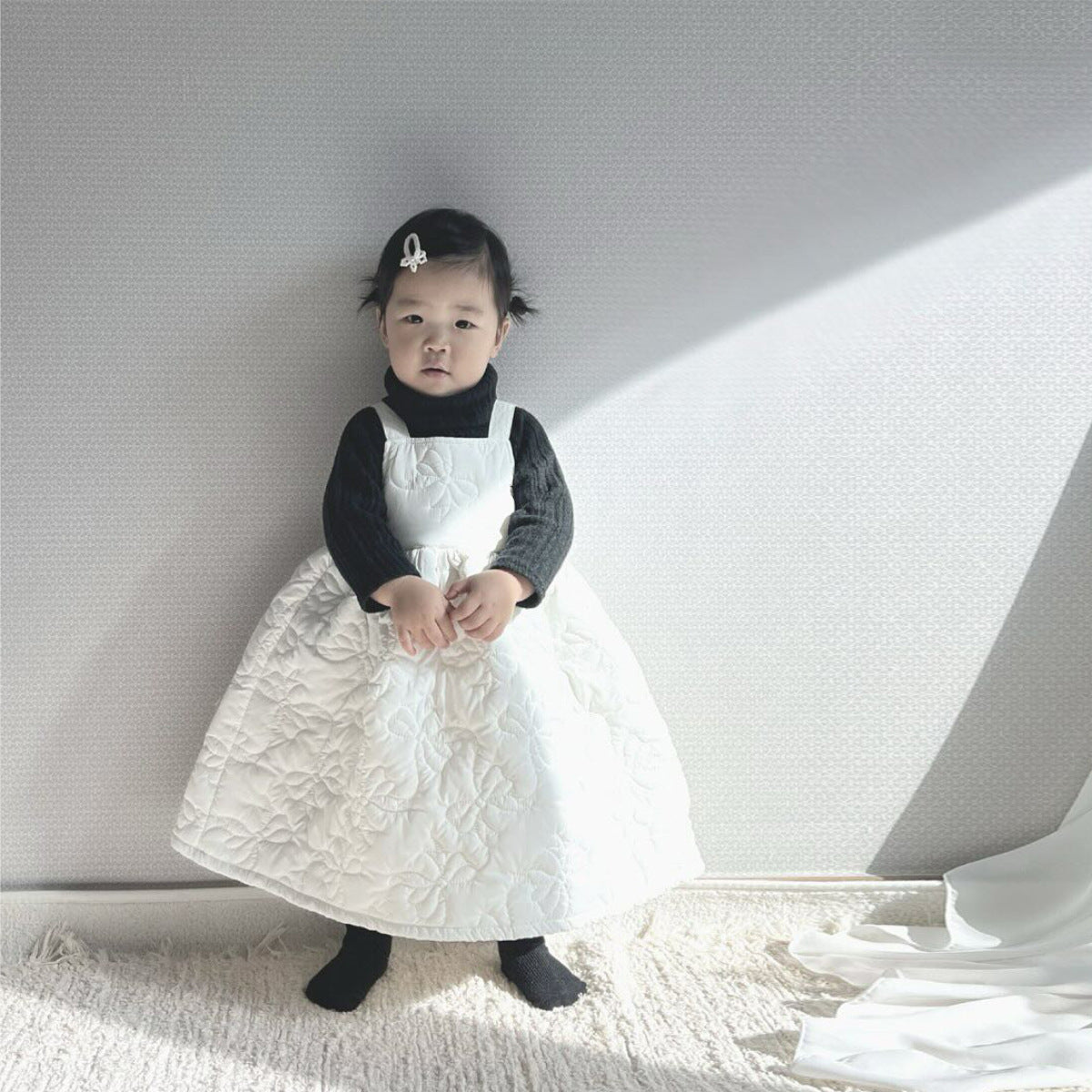 ノースリーブワンピース Checkered Bow Padded Bib Skirt チェック柄 リボン 中綿 ジャンパースカート【mh0011938】