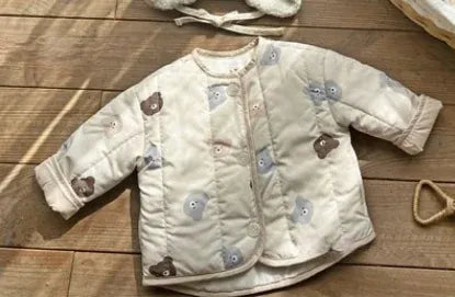 ショートコート・ジャケット・ジャンパー coat / 73cm 6-9M ベビーアウター/ジャンプスーツ ベアくまプリントキルティングブルゾンジャケット/耳付きフーディアウターロンパース【mh0007634】