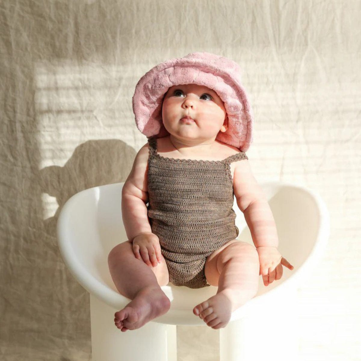 ノースリーブロンパース Coffee / 66cm レースニットキャミソールロンパース【mh0009848】