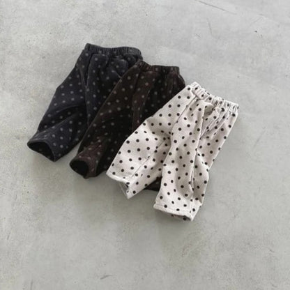 ロングパンツ・スウェットパンツ Corduroy Fleece Polka Dot Slacks ドット柄 裏ボア コーデュロイ パンツ【mh0011940】