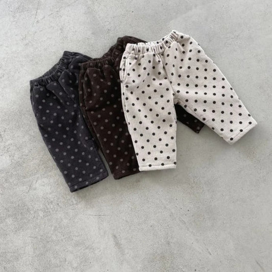 ロングパンツ・スウェットパンツ Corduroy Fleece Polka Dot Slacks ドット柄 裏ボア コーデュロイ パンツ【mh0011940】