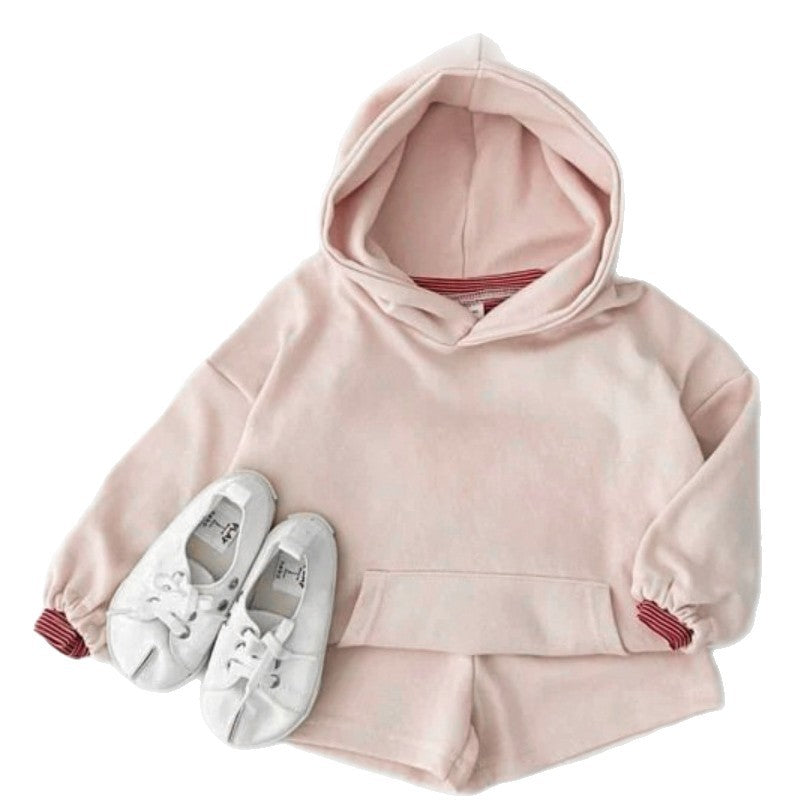 長袖セットアップ Cotton Hooded Sweatshirt Shorts Set コットン フーディー セットアップ【mh0011943】