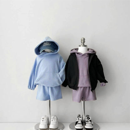 長袖セットアップ Cotton Hooded Sweatshirt Shorts Set コットン フーディー セットアップ【mh0011943】