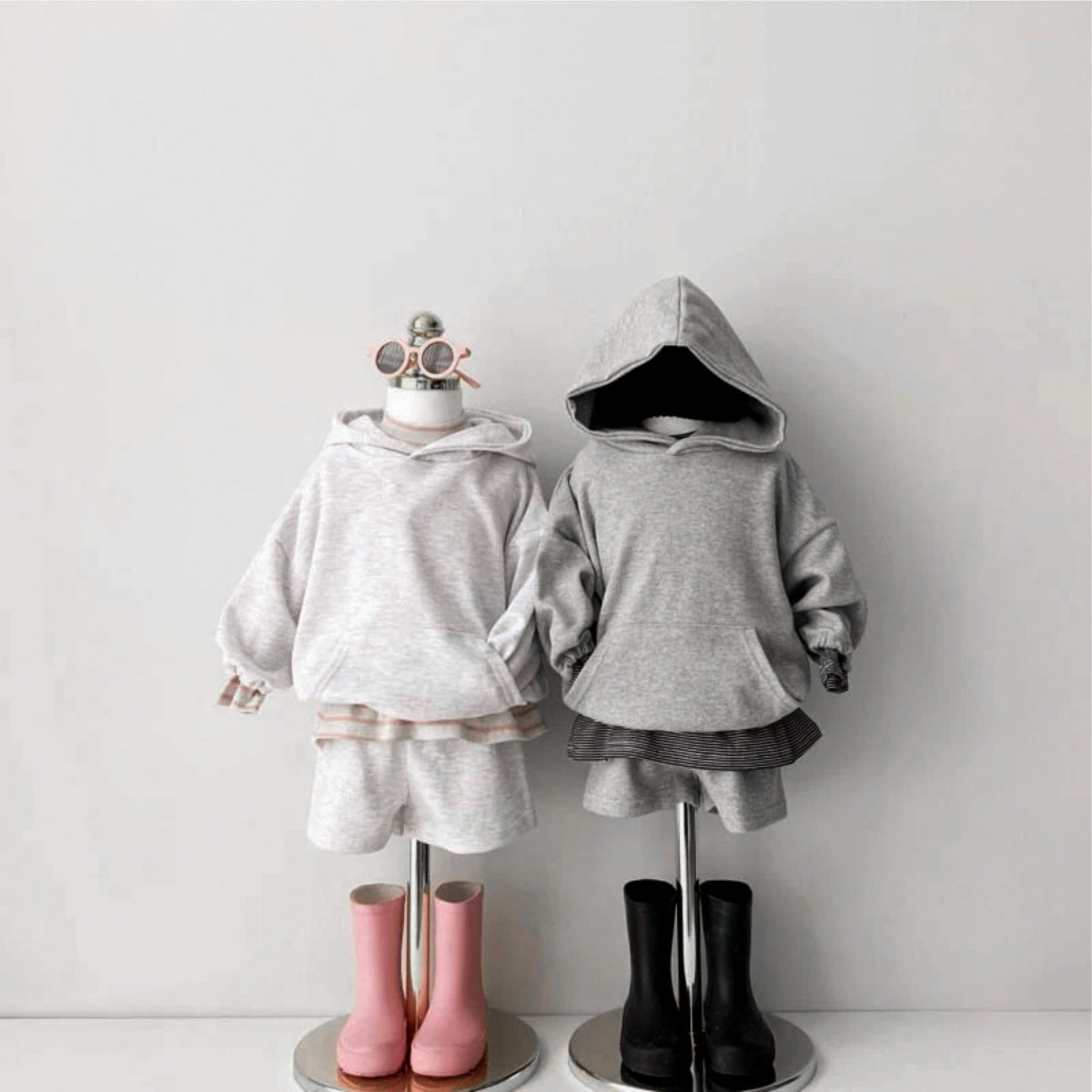 長袖セットアップ Cotton Hooded Sweatshirt Shorts Set コットン フーディー セットアップ【mh0011943】