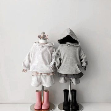 長袖セットアップ Cotton Hooded Sweatshirt Shorts Set コットン フーディー セットアップ【mh0011943】