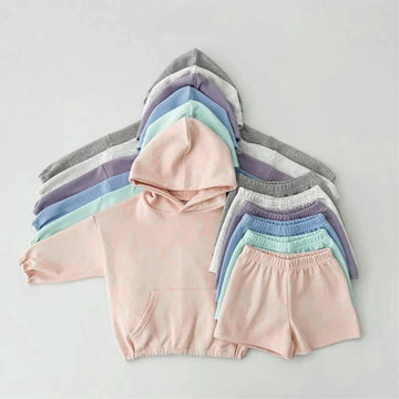 長袖セットアップ Cotton Hooded Sweatshirt Shorts Set コットン フーディー セットアップ【mh0011943】