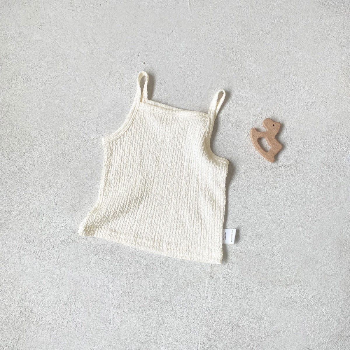 長袖セットアップ Cream camisole / 73cm ベビーセットアップ 3点セット ワッフルシンプルカーディガン+キャミソールトップス+ワイドルーズパンツ ルームウェアセット【mh0009038】