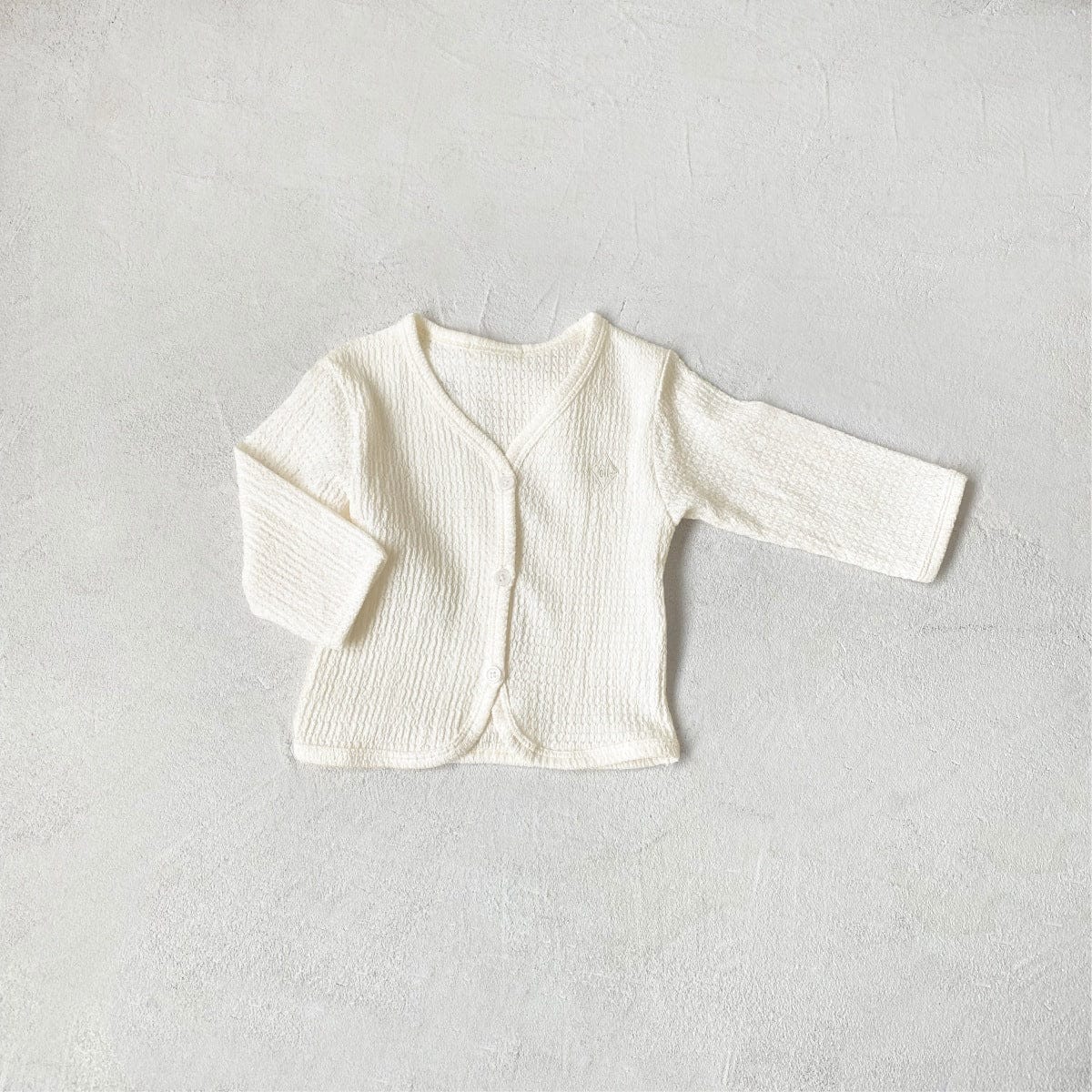 長袖セットアップ Cream cardigan / 73cm ベビーセットアップ 3点セット ワッフルシンプルカーディガン+キャミソールトップス+ワイドルーズパンツ ルームウェアセット【mh0009038】